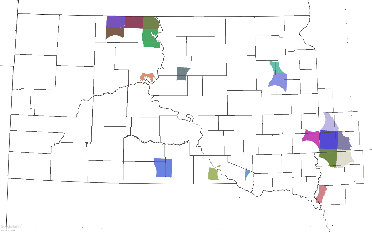 South Dakota map shaded to represent where the SD Mesonet is looking for landowners to host new stations.
