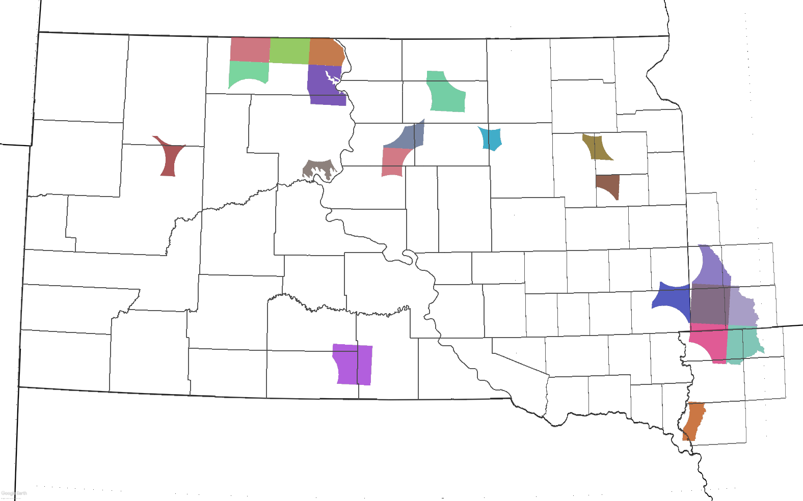 South Dakota map shaded to represent where the SD Mesonet is looking for landowners to host new stations.