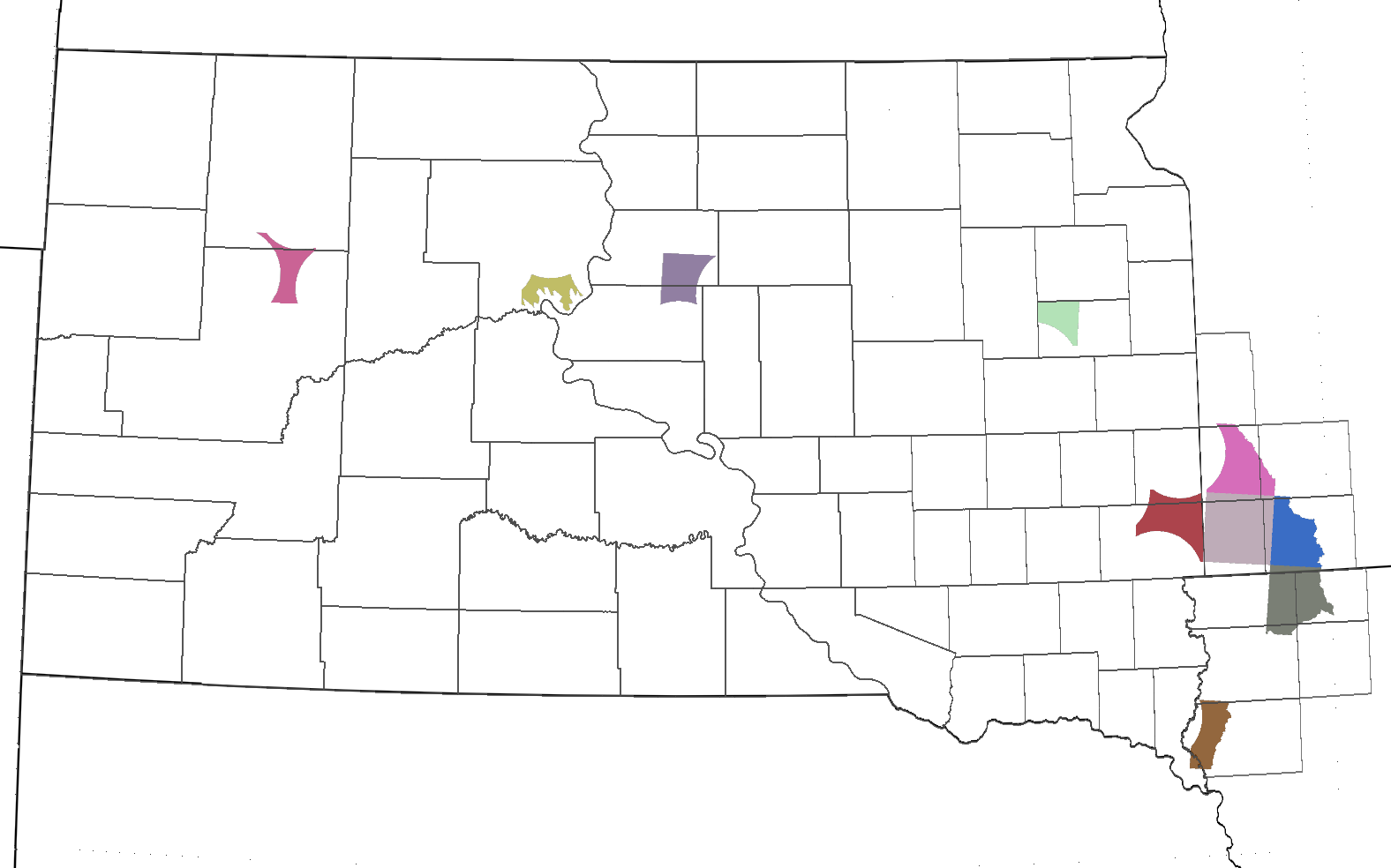 South Dakota map shaded to represent where the SD Mesonet is looking for landowners to host new stations.
